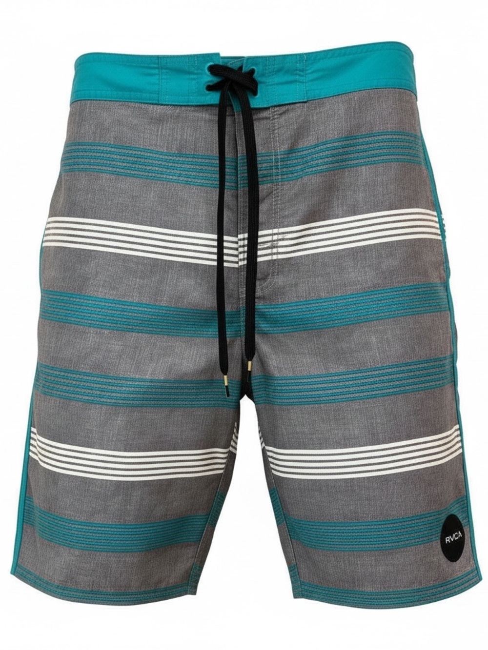 RVCA Classic Aqua and Grey Non-Stretch Board Shorts Size 36 Striped